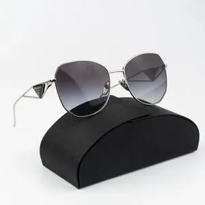 New Prada PR57YS 1BC5D1 Sunglasses - Silver Frame, Grey Gradient Lenses Prada PR57YS 1BC5D1 57 18 Sunglasses Sunglasses Deluxe main image 3